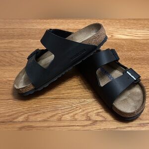 Birkenstock Black Arizona Leather Sandals Slides
